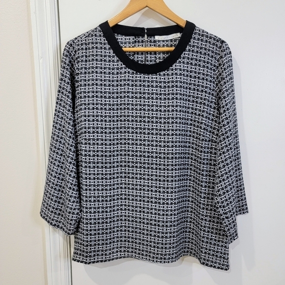 Violet and Claire Black Printed Blouse Long Sleeve Size Large - Picture 8 of 16